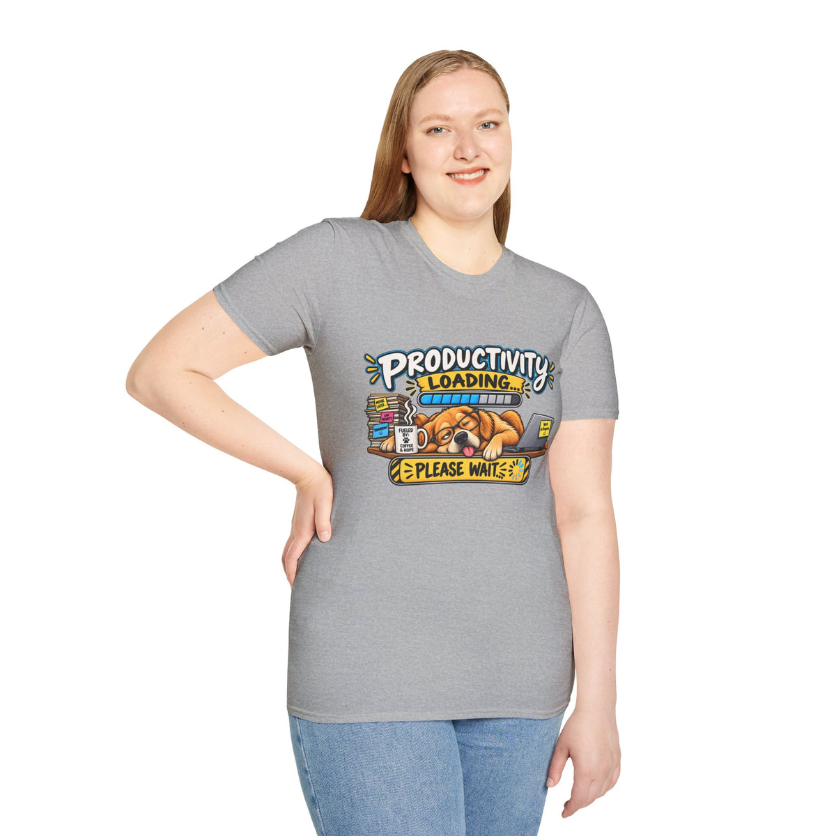 Productivity Loading T-Shirt — Cute Sleepy Dog Graphic Tee — product photo 4 | The ClawMark Store