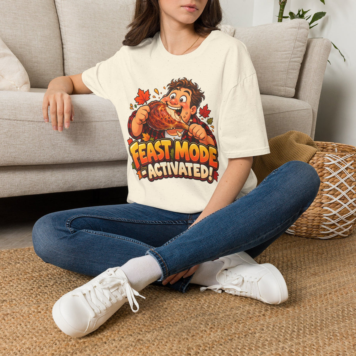 Feast Mode Activated T-Shirt — Funny Thanksgiving Turkey Eating Tee