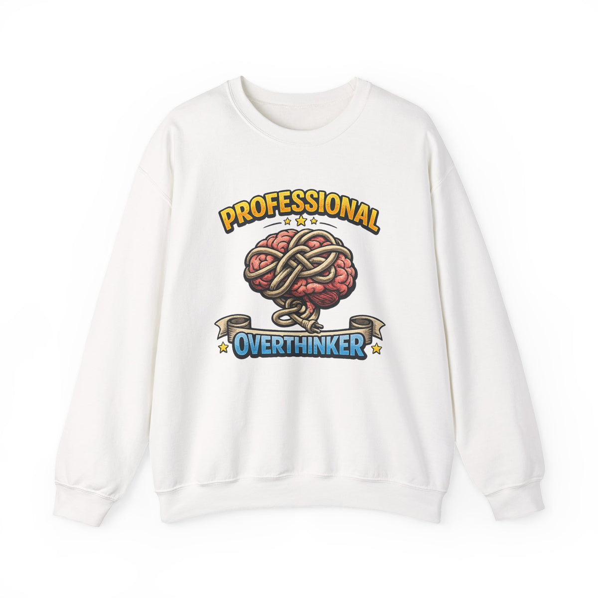 Professional Overthinker Sweatshirt — Funny Brain Knot Crewneck — product photo 1 | The ClawMark Store