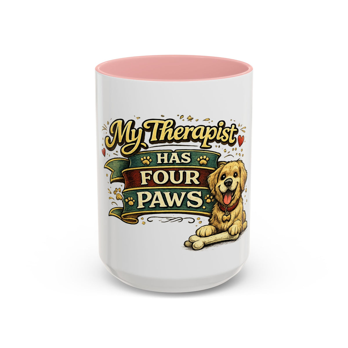 My Therapist Has Four Paws — Coffee Mug (11oz, 15oz) — 15oz, Pink | The ClawMark Store