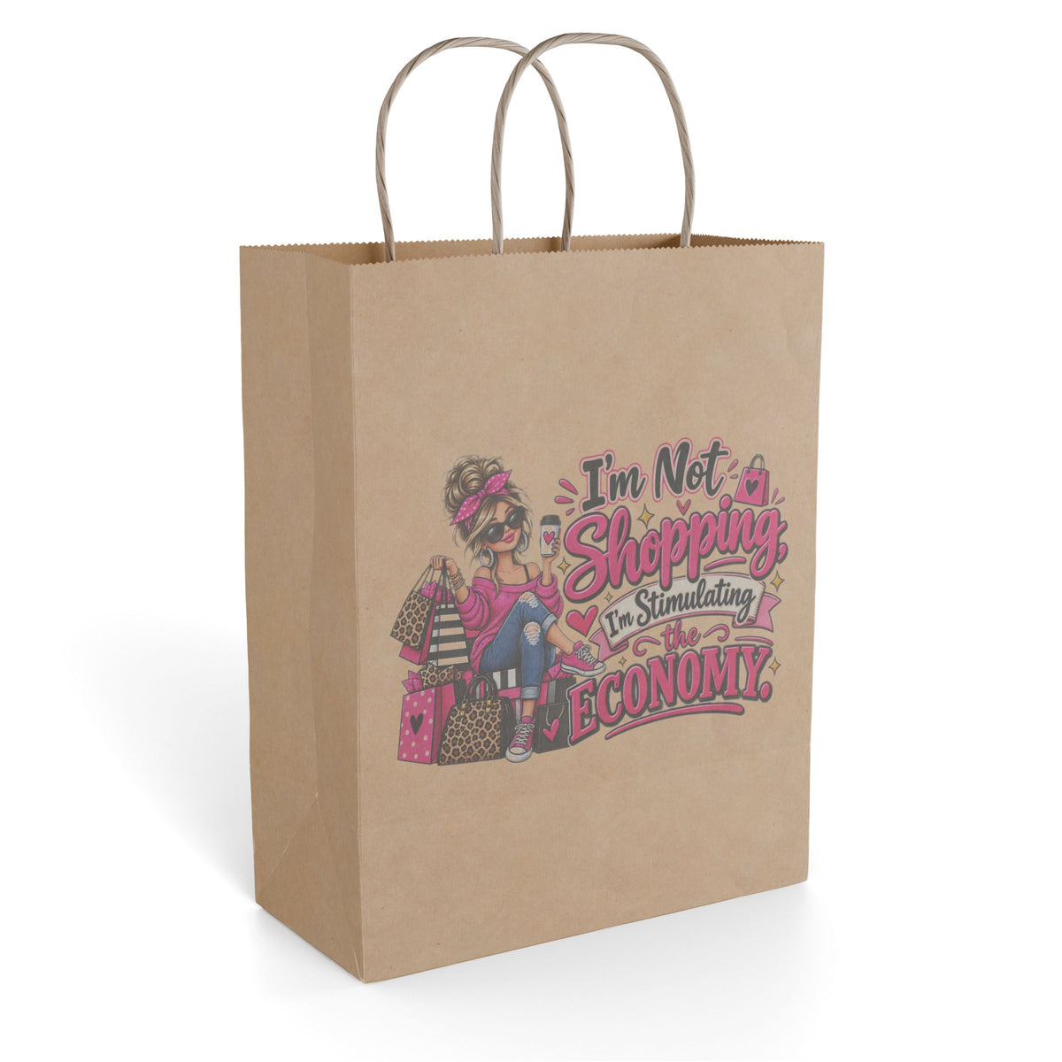 "I'm Not Shopping, I'm Stimulating the Economy" Gift Bag — 8'' x 10.25", Kraft, Paper | The ClawMark Store