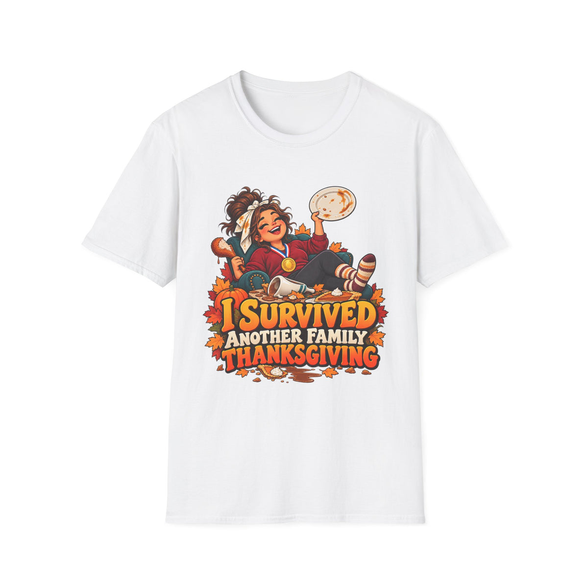 Thanksgiving T-Shirt — “I Survived Another Family Thanksgiving” Funny Holiday Tee