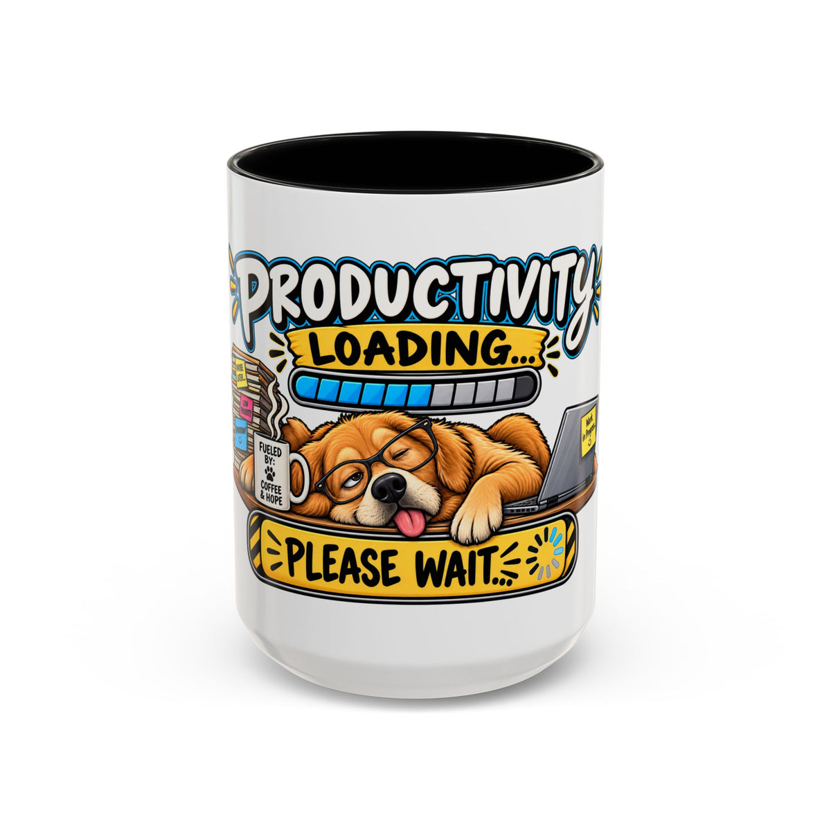 "Productivity Loading... Please Wait" Office Mug (11oz, 15oz) — Black, 15oz | The ClawMark Store