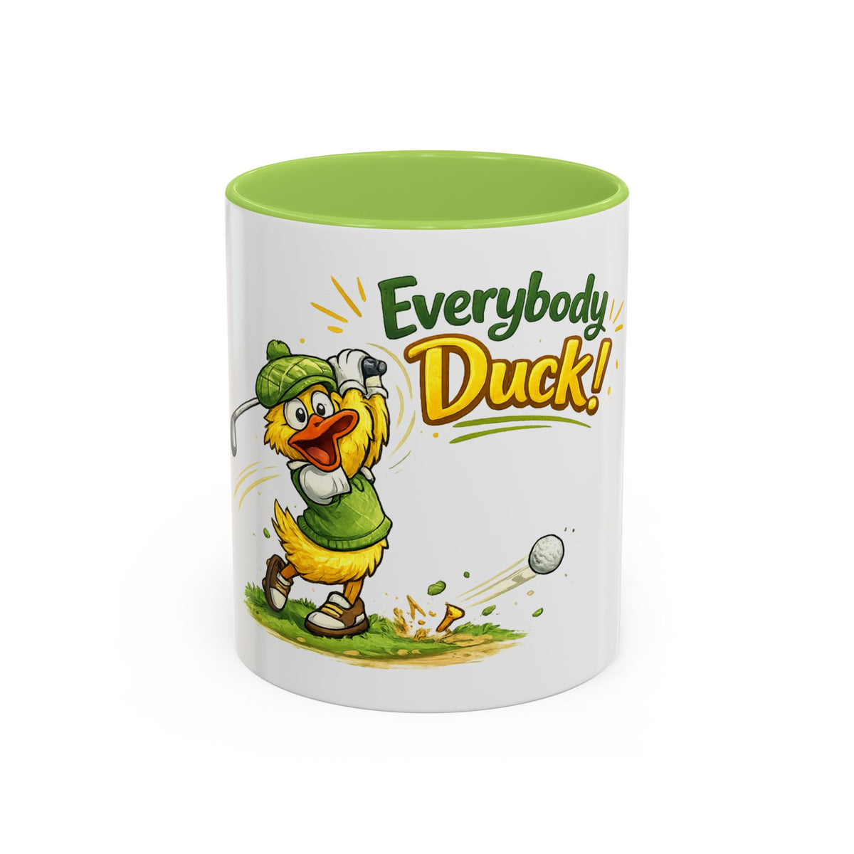 Everybody Duck! Golf Duck Accent Coffee Mug (11/15oz) — 11oz, Light Green | The ClawMark Store