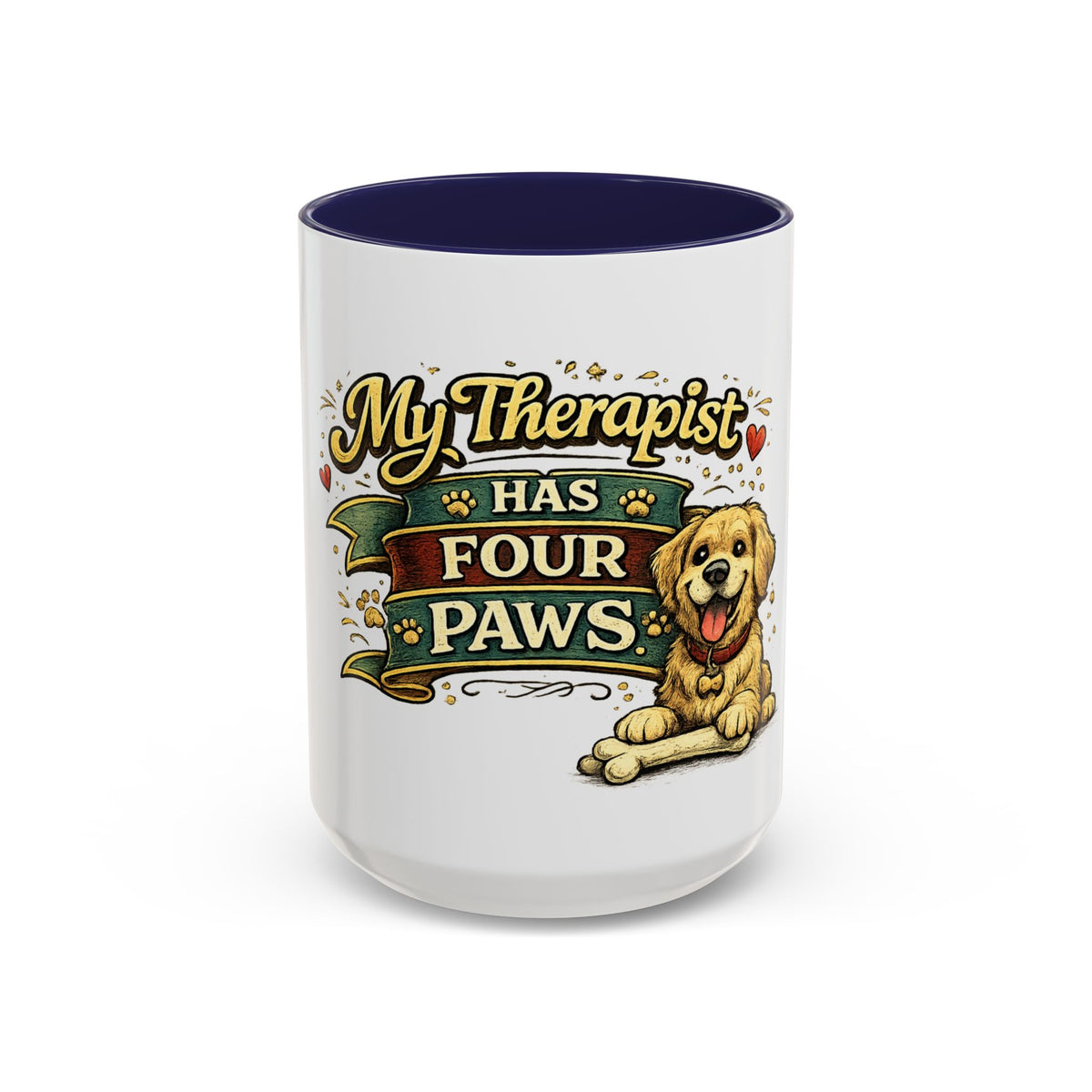 My Therapist Has Four Paws — Coffee Mug (11oz, 15oz) — 15oz, Navy | The ClawMark Store