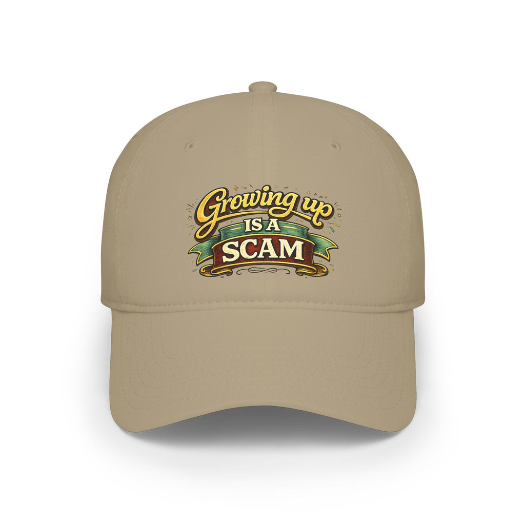 Growing Up Is a Scam | Ball Cap | Embroidered Baseball Hat, Funny Saying