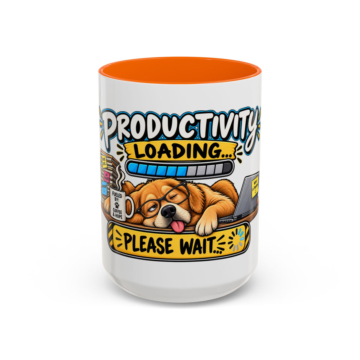 "Productivity Loading... Please Wait" Office Mug (11oz, 15oz) — Orange, 15oz | The ClawMark Store