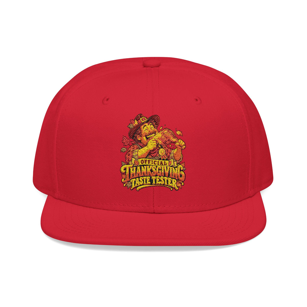 Flame Patch Snapback Hat — Embroidered Fiery Logo Flat Brim Cap