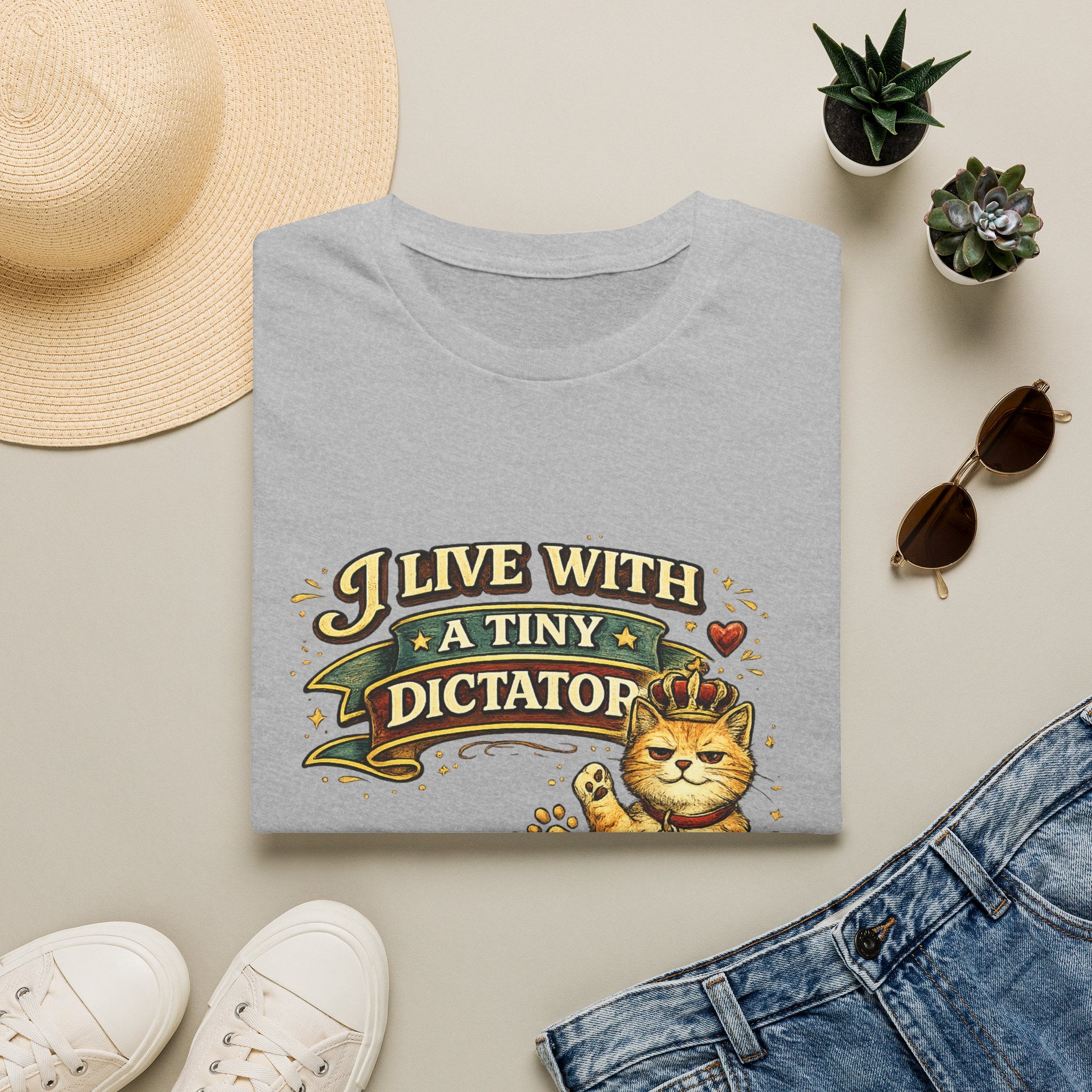 I Live With A Tiny Dictator | T-Shirt | Cat