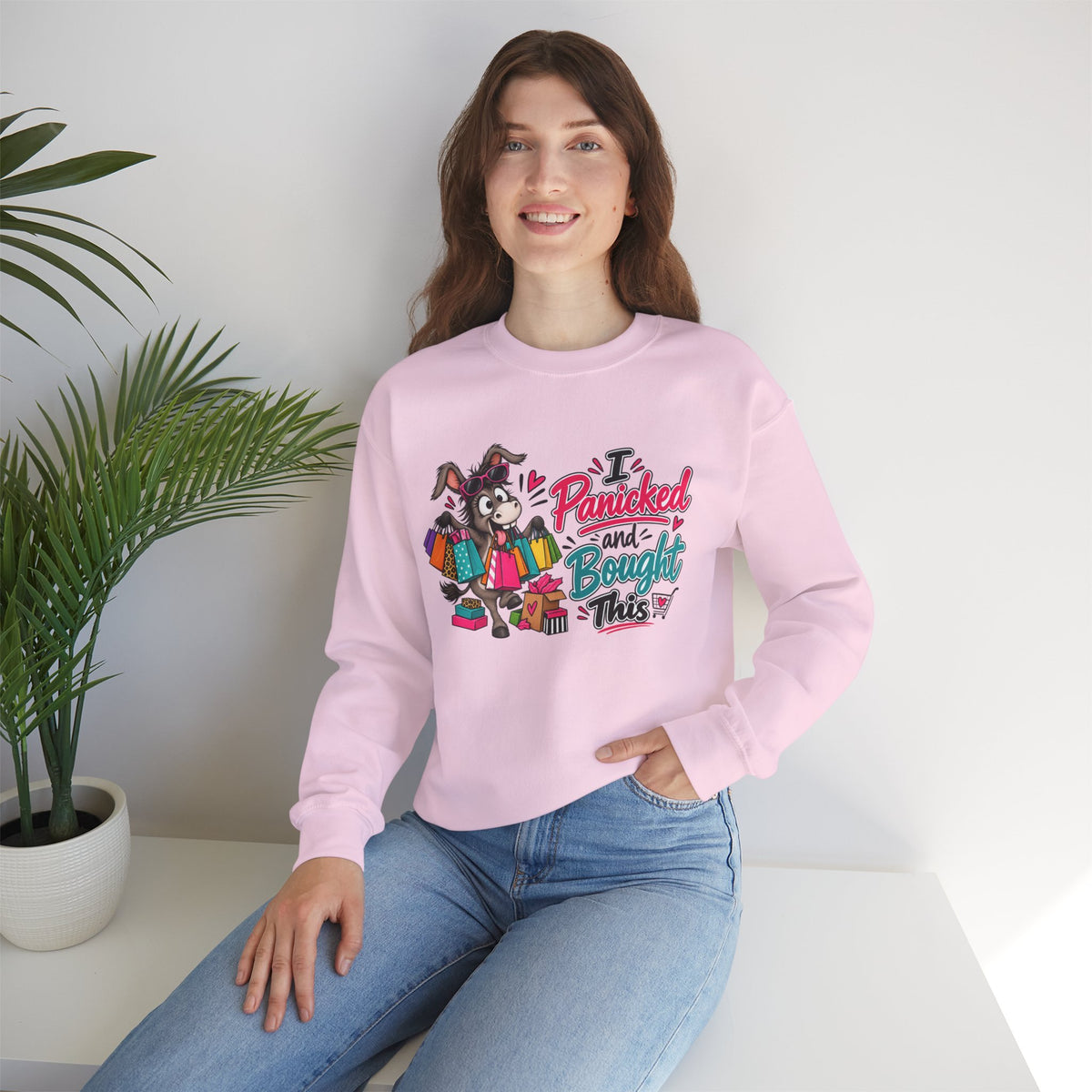 "I Panicked and Bought This" Holiday Sweatshirt — product photo 4 | The ClawMark Store