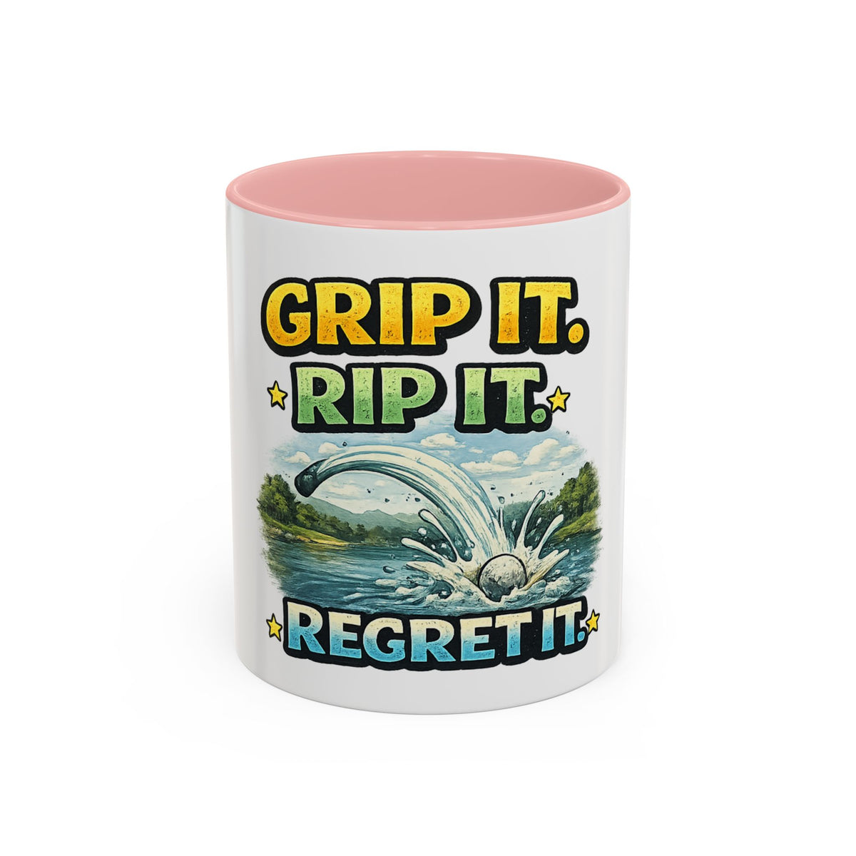 Grip It, Rip It, Regret It — Golf Coffee Mug (11oz, 15oz) — 11oz, Pink | The ClawMark Store