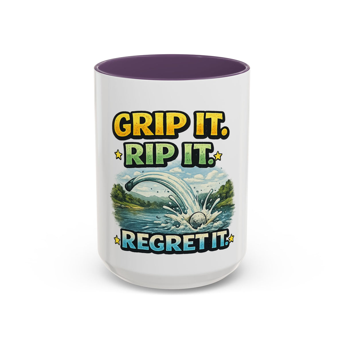 Grip It, Rip It, Regret It — Golf Coffee Mug (11oz, 15oz) — 15oz, Purple | The ClawMark Store