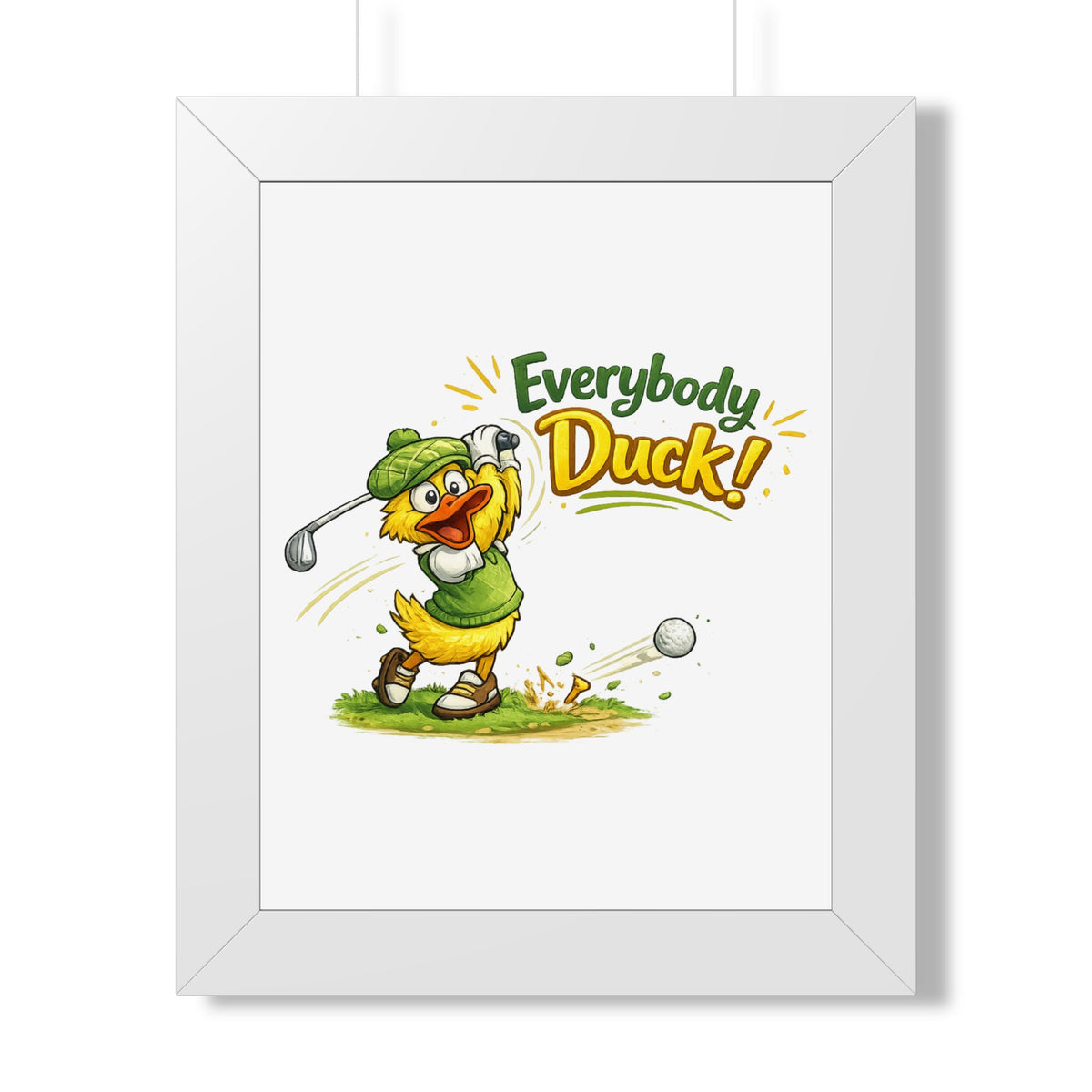 Everybody Duck! Golf Duck Framed Poster — White, 11" x 14" | The ClawMark Store