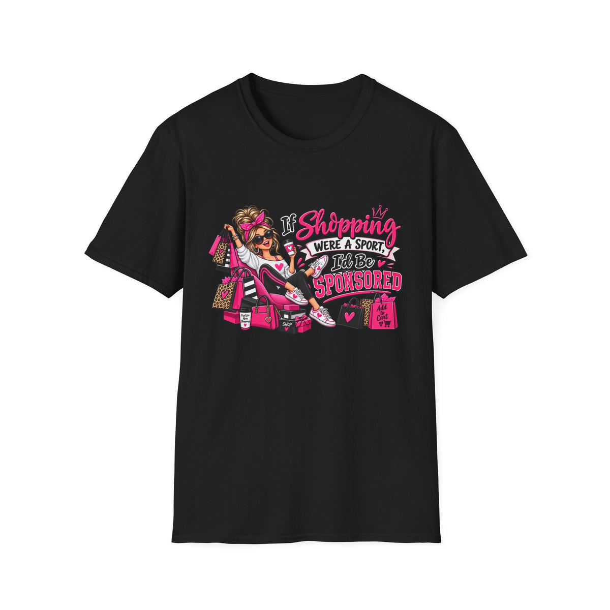 "If Shopping Were a Sport I'd Be Sponsored" T-Shirt — S, Black | The ClawMark Store