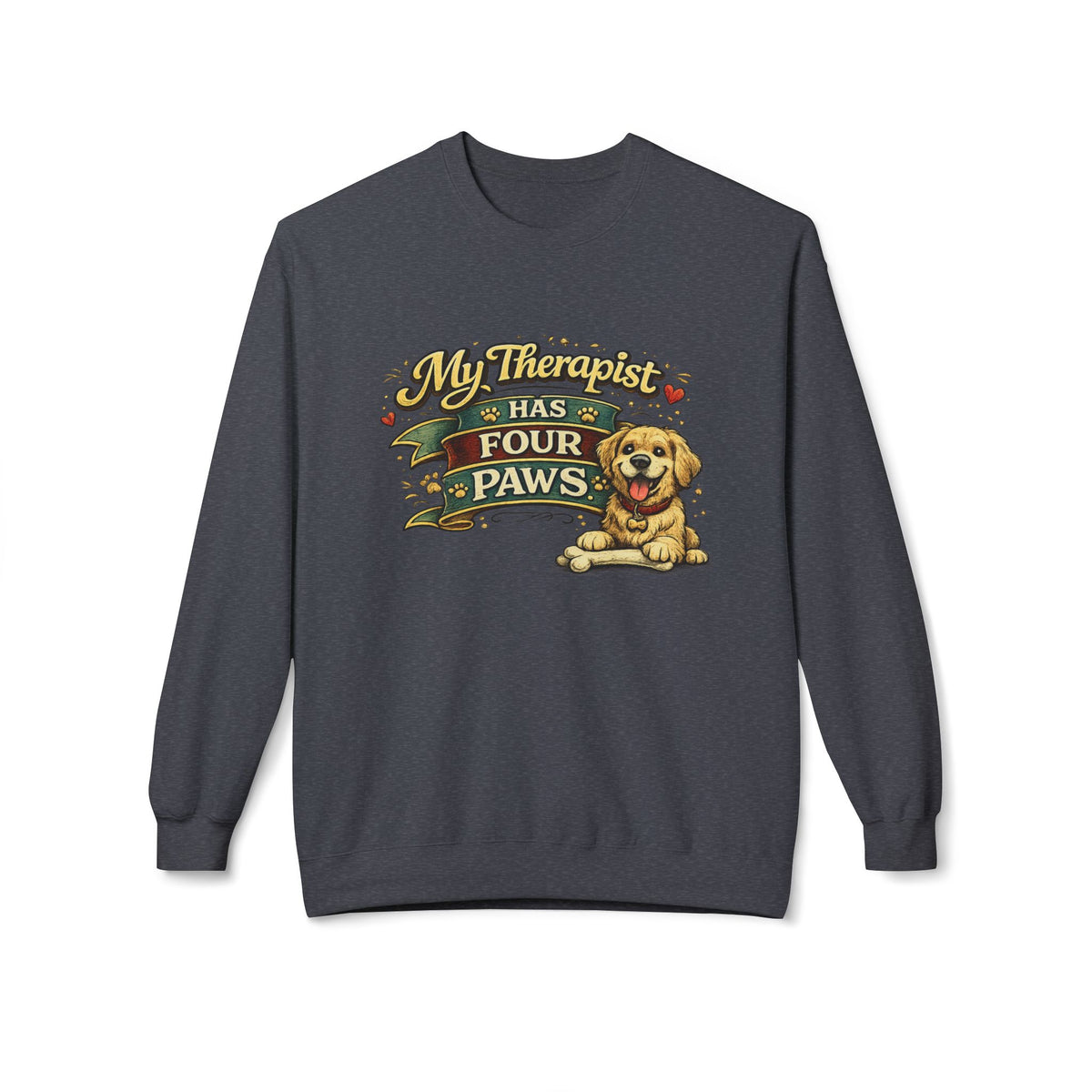 My Therapist Has Four Paws — Sweatshirt — Dark Heather, S | The ClawMark Store