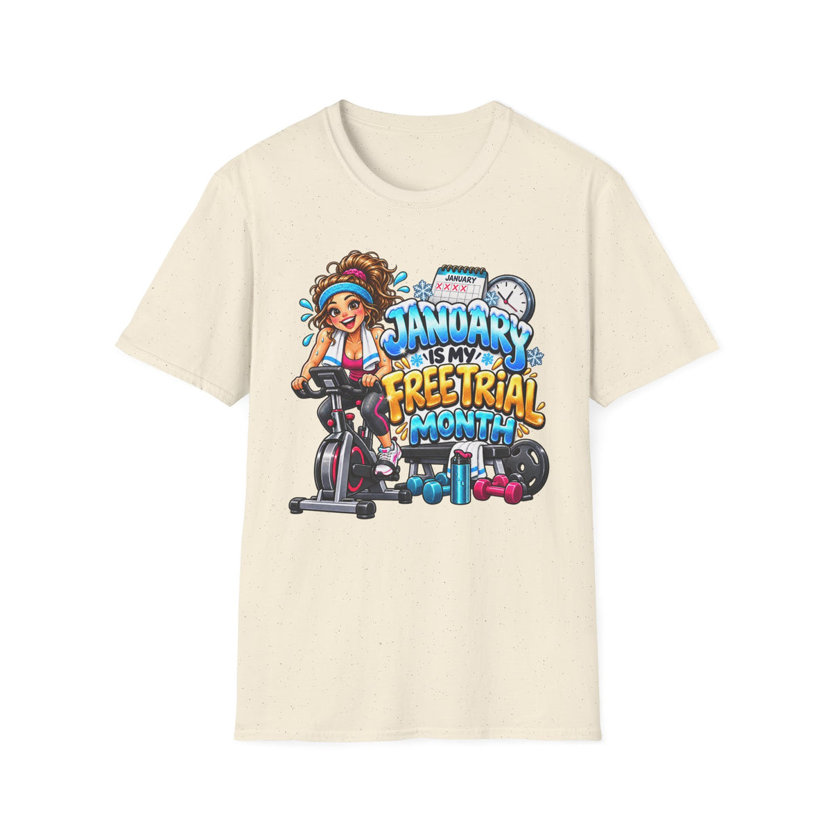 January Is My Free Trial Month T-Shirt — Funny Gym Workout Spin Bike Tee