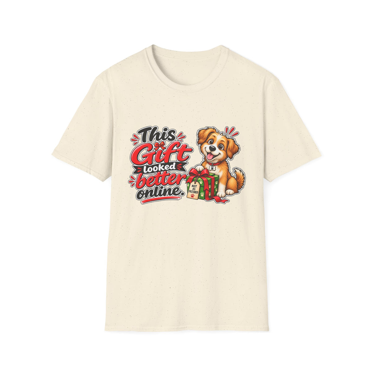 This Gift Looked Better Online — Puppy Holiday T-Shirt — S, Natural | The ClawMark Store