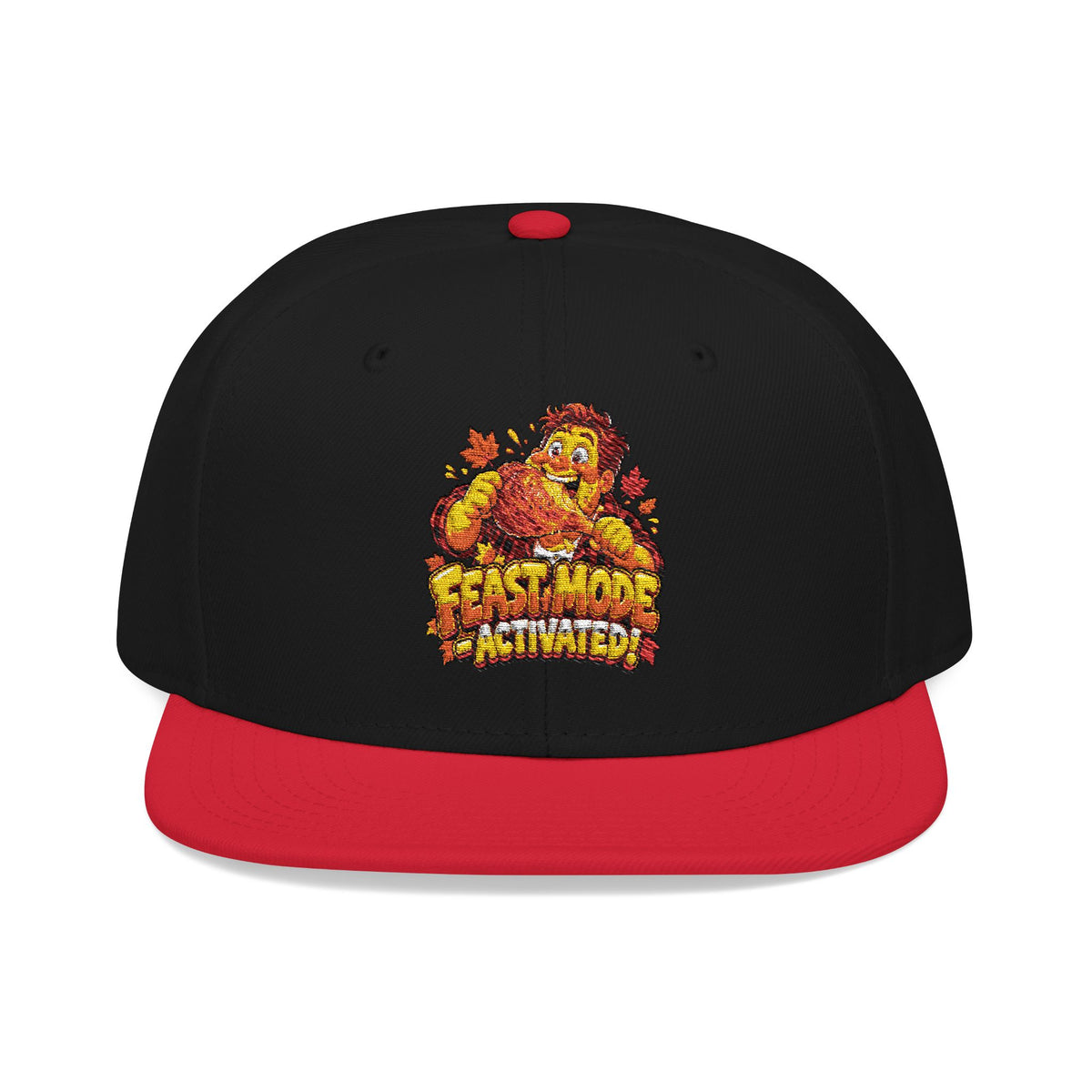 Embroidered Flame Crown Snapback Hat — Streetwear Trucker Cap