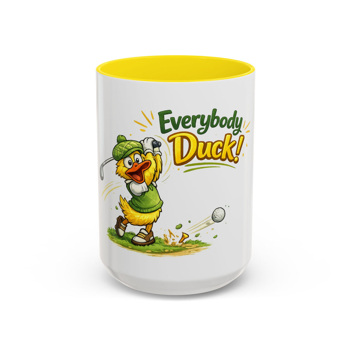 Everybody Duck! Golf Duck Accent Coffee Mug (11/15oz) — 15oz, Yellow | The ClawMark Store