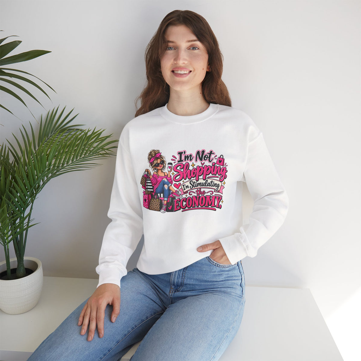 "I'm Not Shopping, I'm Stimulating the Economy" Sweatshirt — product photo 2 | The ClawMark Store