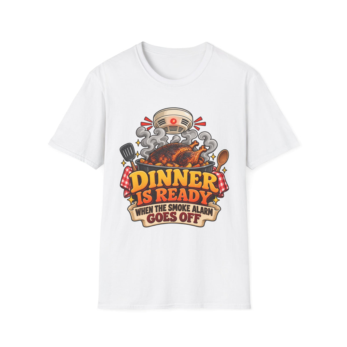 Dinner Is Ready T-Shirt — Funny Smoke Alarm Cooking Graphic Tee