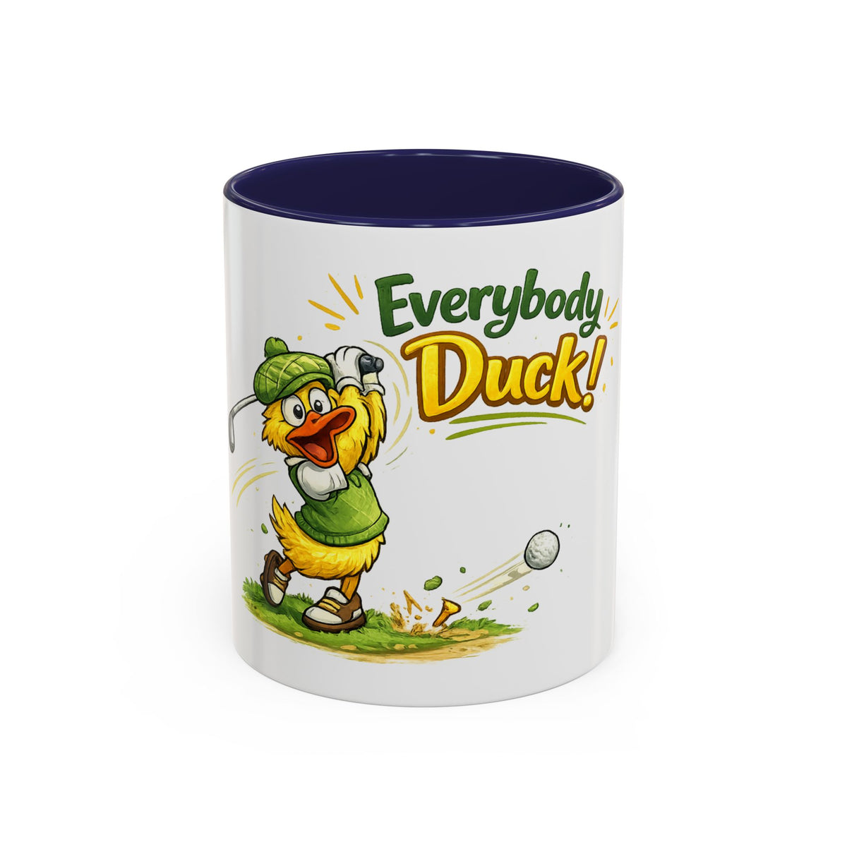 Everybody Duck! Golf Duck Accent Coffee Mug (11/15oz) — 11oz, Navy | The ClawMark Store