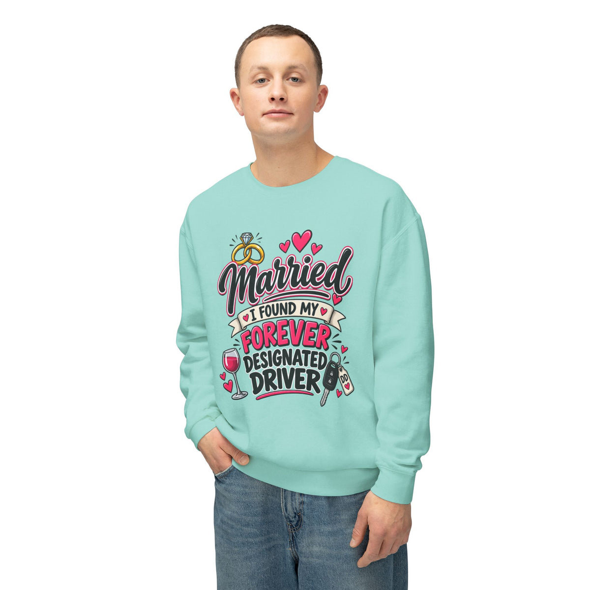 Married — I Found My Forever Designated Driver Crewneck Sweatshirt — product photo 3 | The ClawMark Store