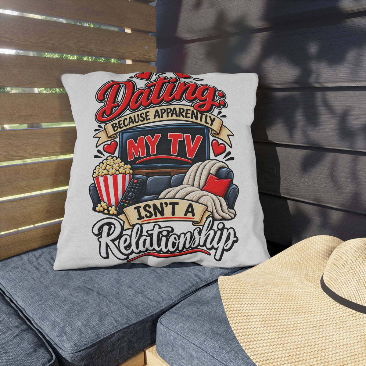 "Dating: Because Apparently My TV Isn't A Relationship" Pillow — product photo 3 | The ClawMark Store