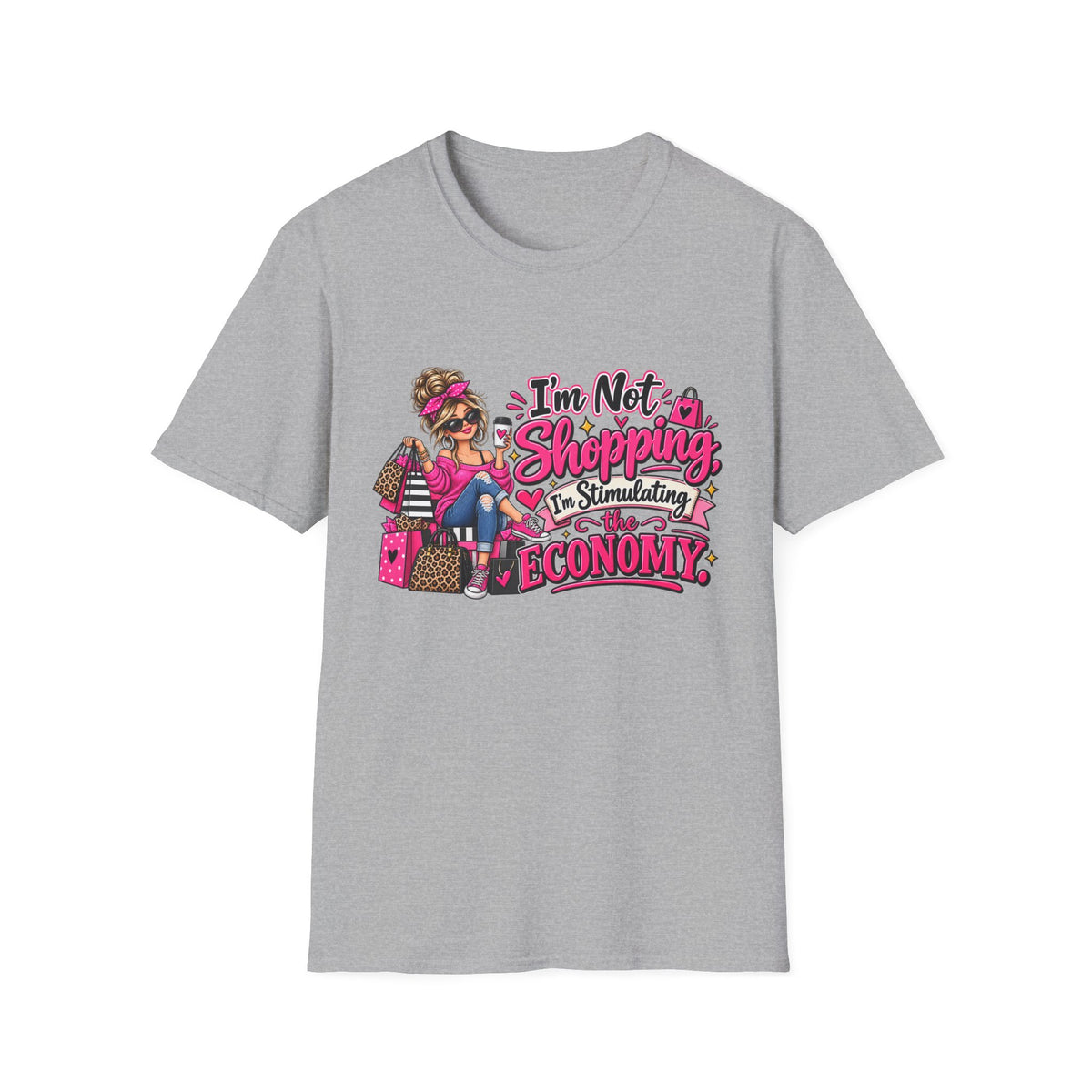 I'm Not Shopping, I'm Stimulating the Economy — T-Shirt — S, Sport Grey | The ClawMark Store