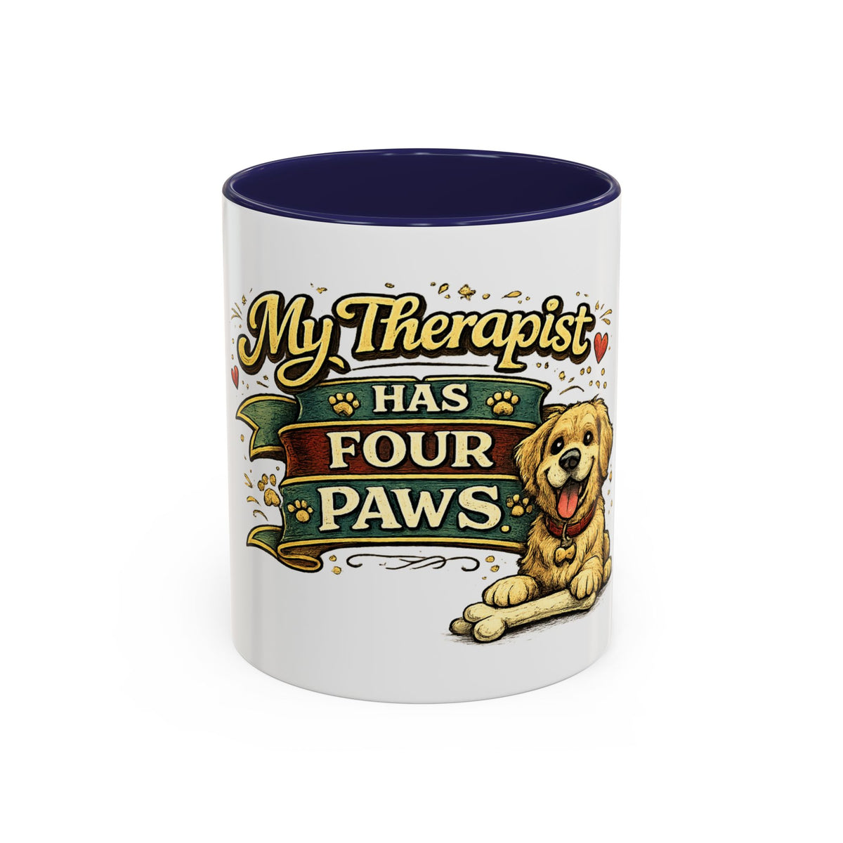 My Therapist Has Four Paws — Coffee Mug (11oz, 15oz) — 11oz, Navy | The ClawMark Store