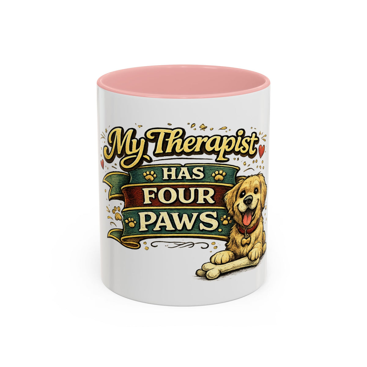 My Therapist Has Four Paws — Coffee Mug (11oz, 15oz) — 11oz, Pink | The ClawMark Store