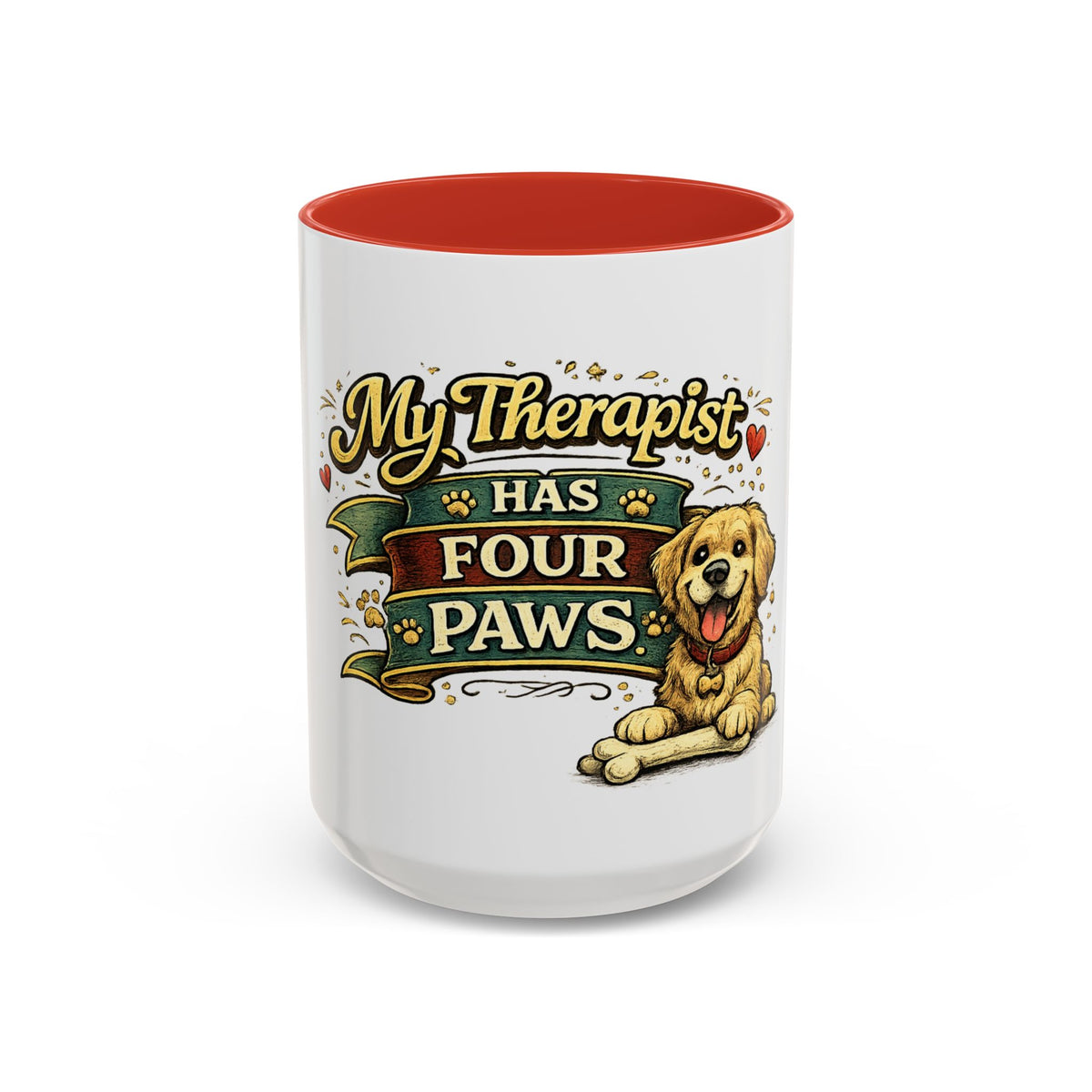 My Therapist Has Four Paws — Coffee Mug (11oz, 15oz) — 15oz, Red | The ClawMark Store