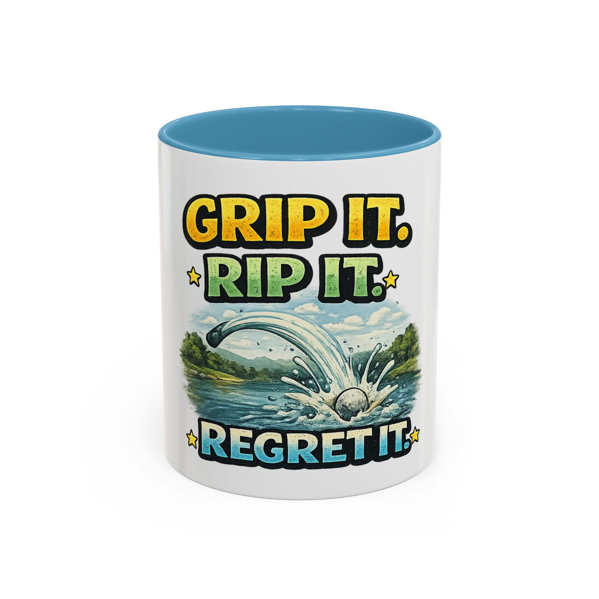 Grip It, Rip It, Regret It — Golf Coffee Mug (11oz, 15oz) — 11oz, Light Blue | The ClawMark Store