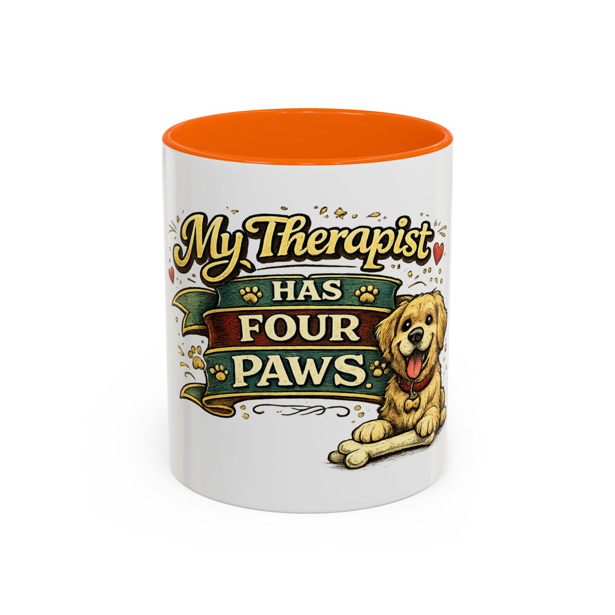 My Therapist Has Four Paws — Coffee Mug (11oz, 15oz) — 11oz, Orange | The ClawMark Store