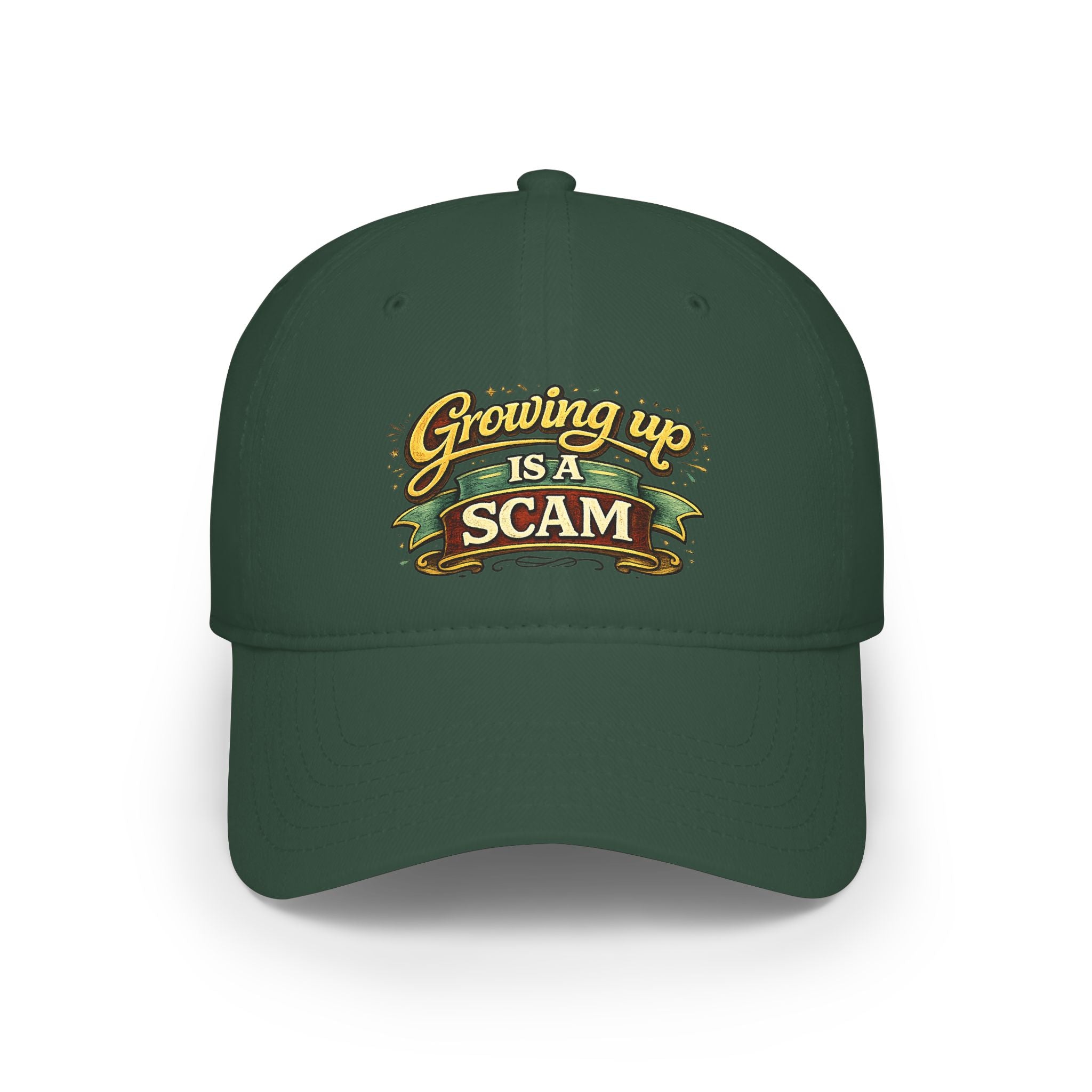 Growing Up Is a Scam | Ball Cap | Embroidered Baseball Hat, Funny Saying