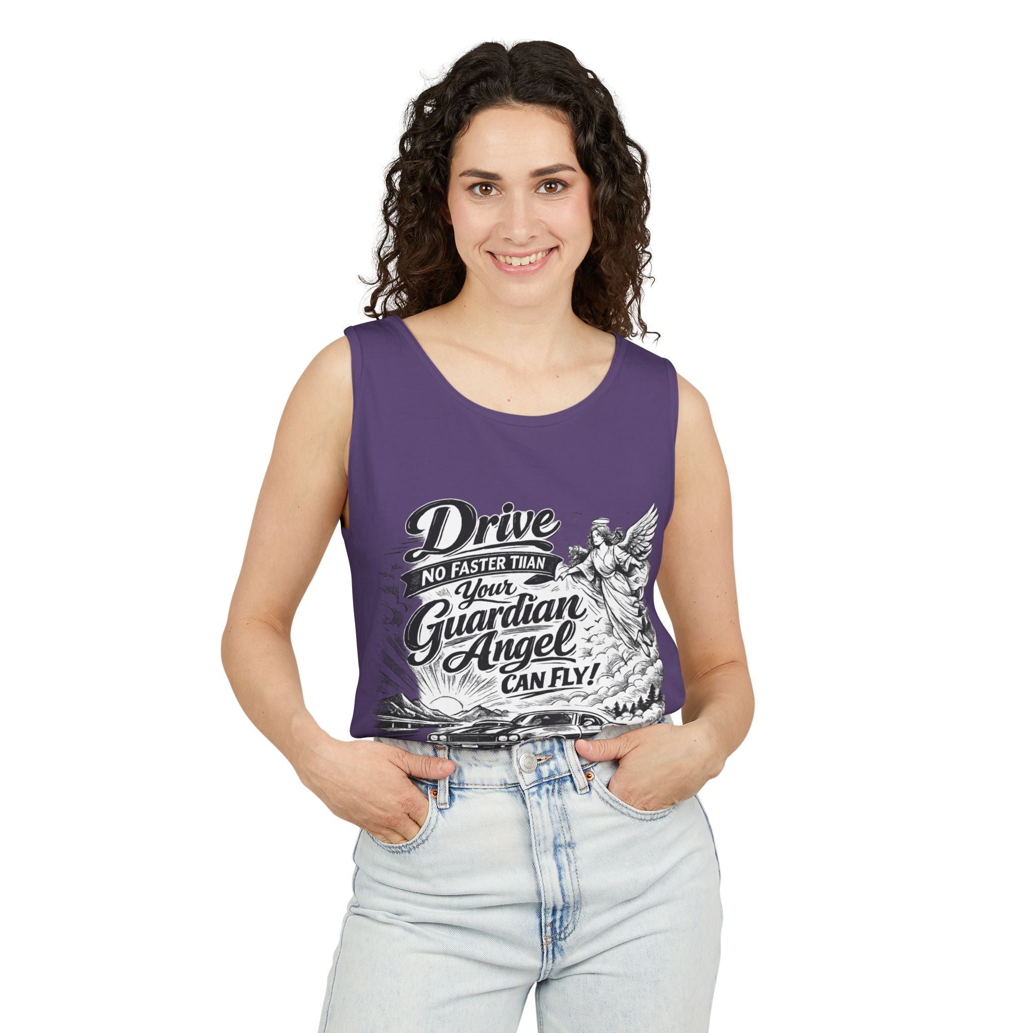Drive No Faster Than Your Guardian Angel Can Fly | Tank Top | Spiritual