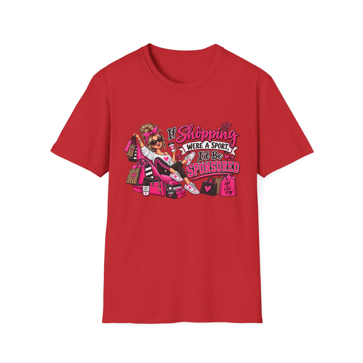 "If Shopping Were a Sport I'd Be Sponsored" T-Shirt — S, Red | The ClawMark Store