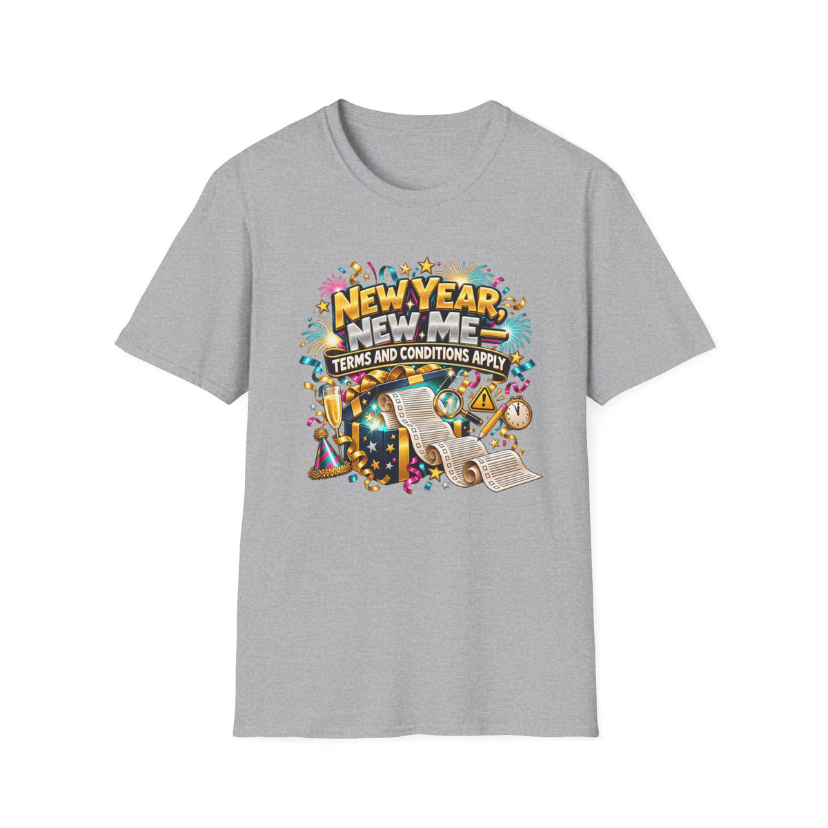 New Year, New Me T-Shirt — "Terms and Conditions Apply" Funny NYE Graphic Tee