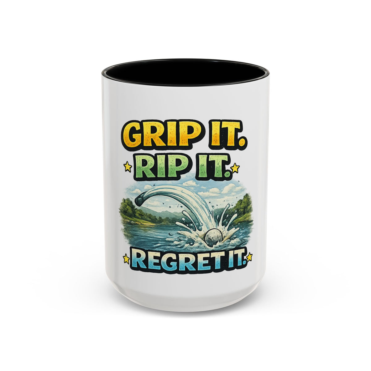 Grip It, Rip It, Regret It — Golf Coffee Mug (11oz, 15oz) — 15oz, Black | The ClawMark Store