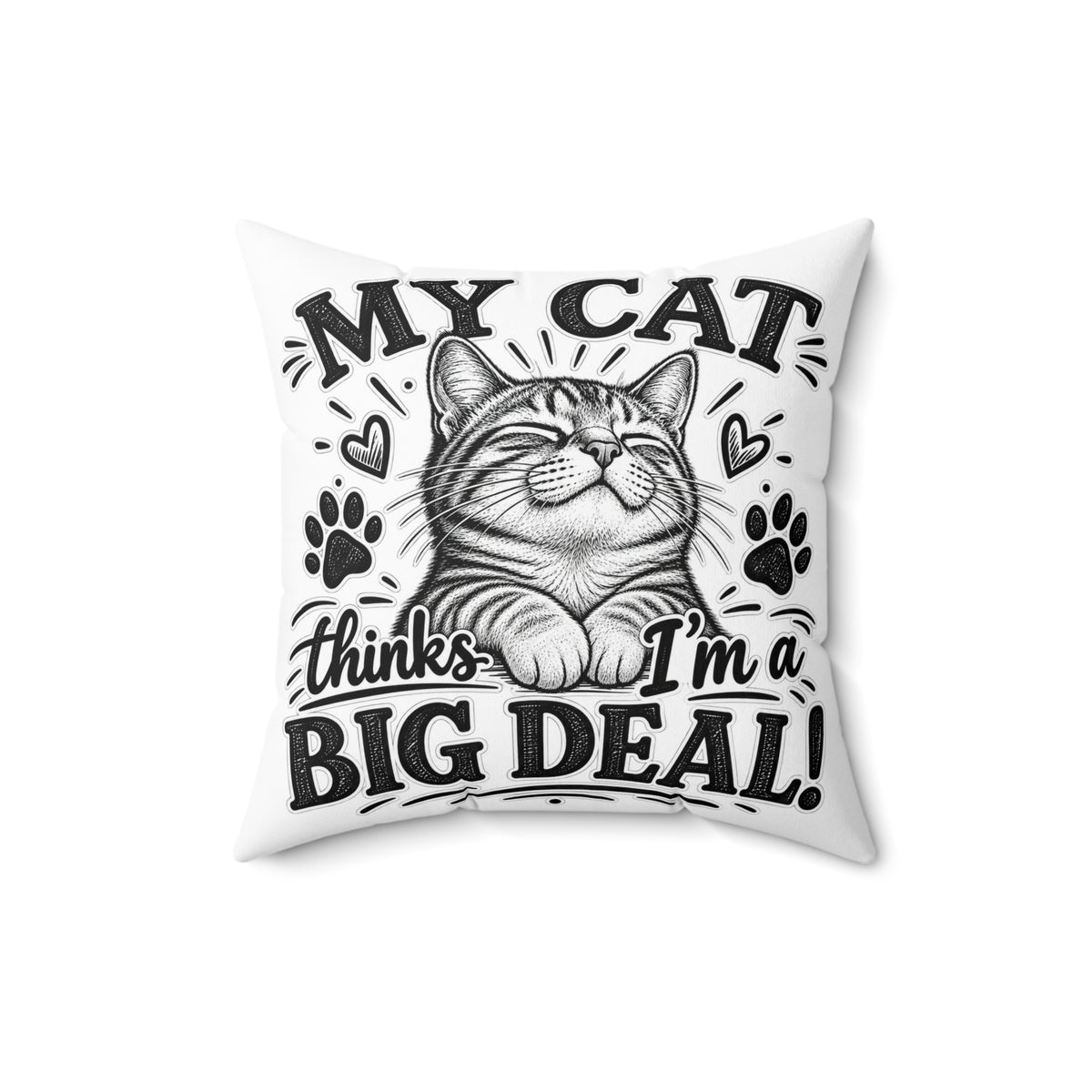 My Cat Thinks I’m a Big Deal — Cute Cat Accent Pillow — 16" × 16" | The ClawMark Store