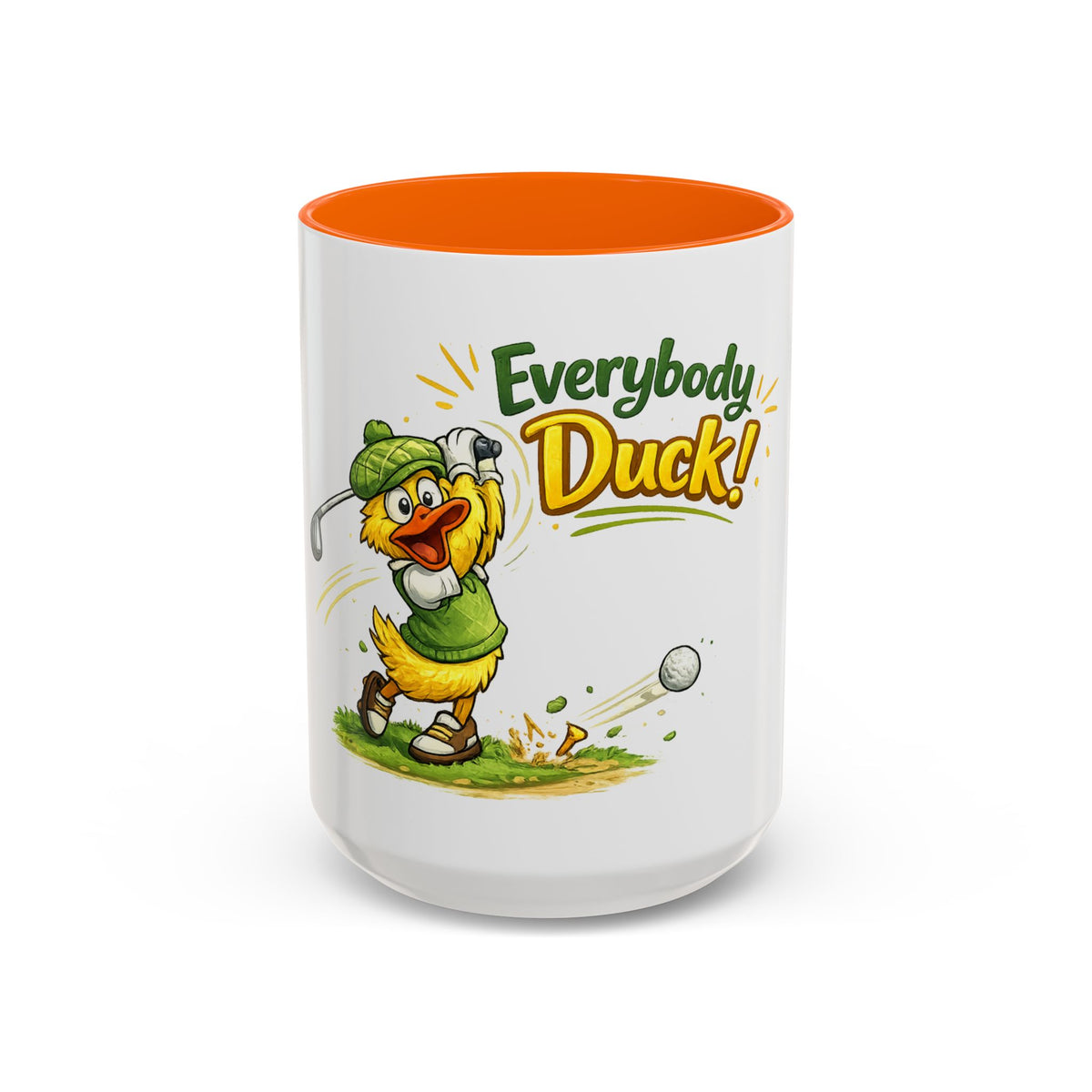 Everybody Duck! Golf Duck Accent Coffee Mug (11/15oz) — 15oz, Orange | The ClawMark Store