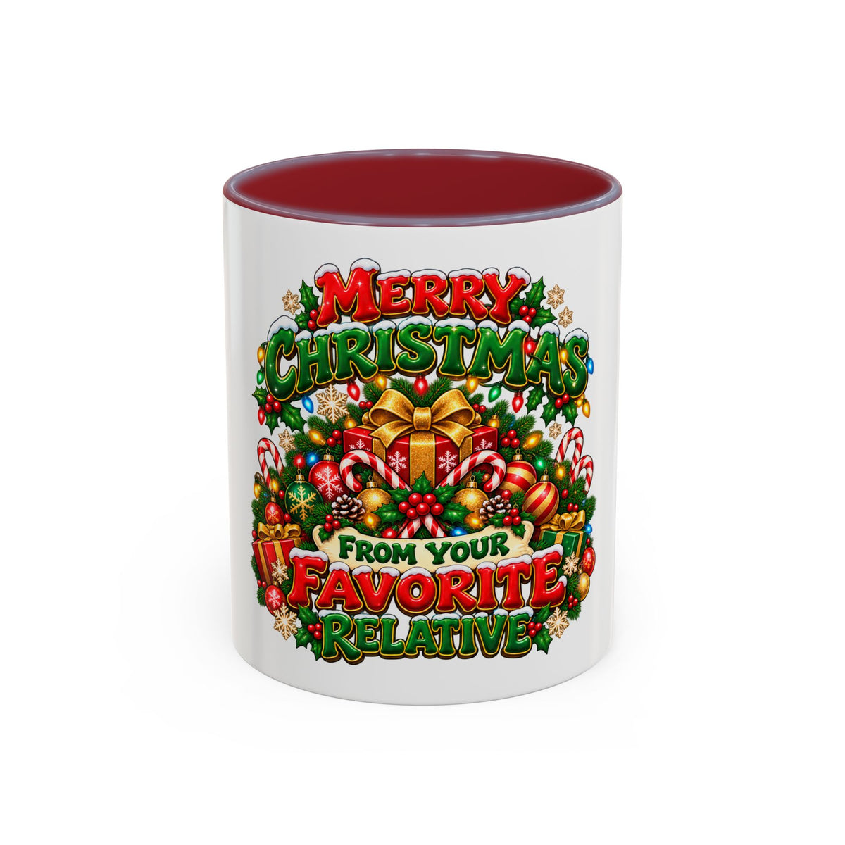 Christmas Coffee Mug — "Merry Christmas from Your Favorite Relative" Holiday Gift