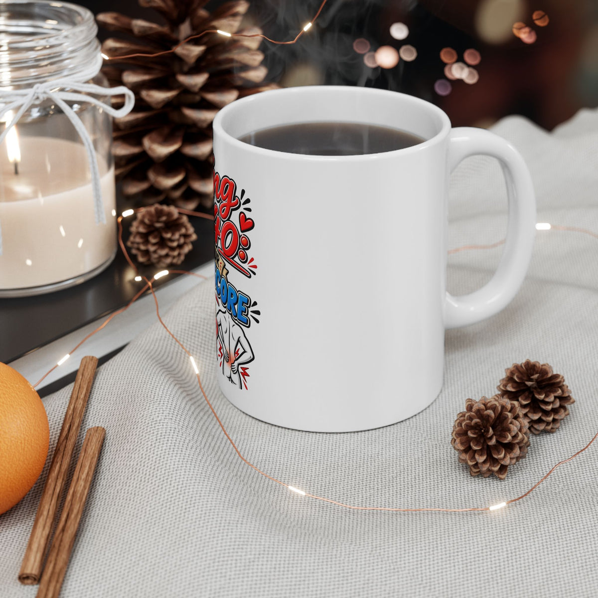 "Dating After 40: What's Your Credit Score and How's Your Back?" Mug — product photo 1 | The ClawMark Store