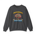 Professional Overthinker Sweatshirt — Funny Brain Knot Crewneck — S, Dark Heather | The ClawMark Store