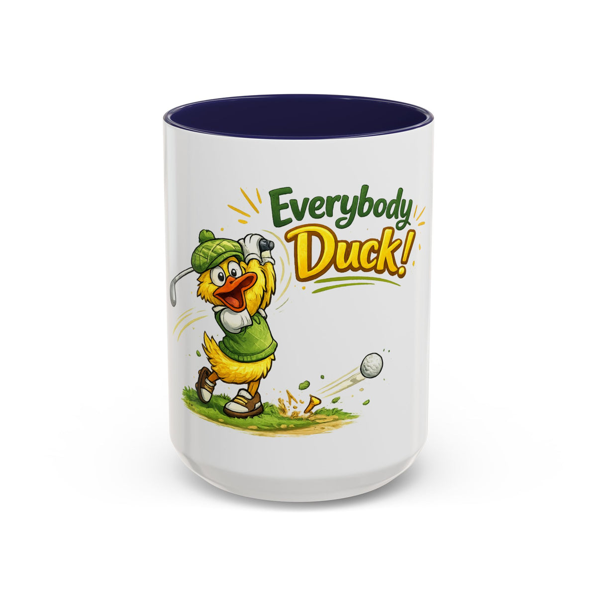Everybody Duck! Golf Duck Accent Coffee Mug (11/15oz) — 15oz, Navy | The ClawMark Store