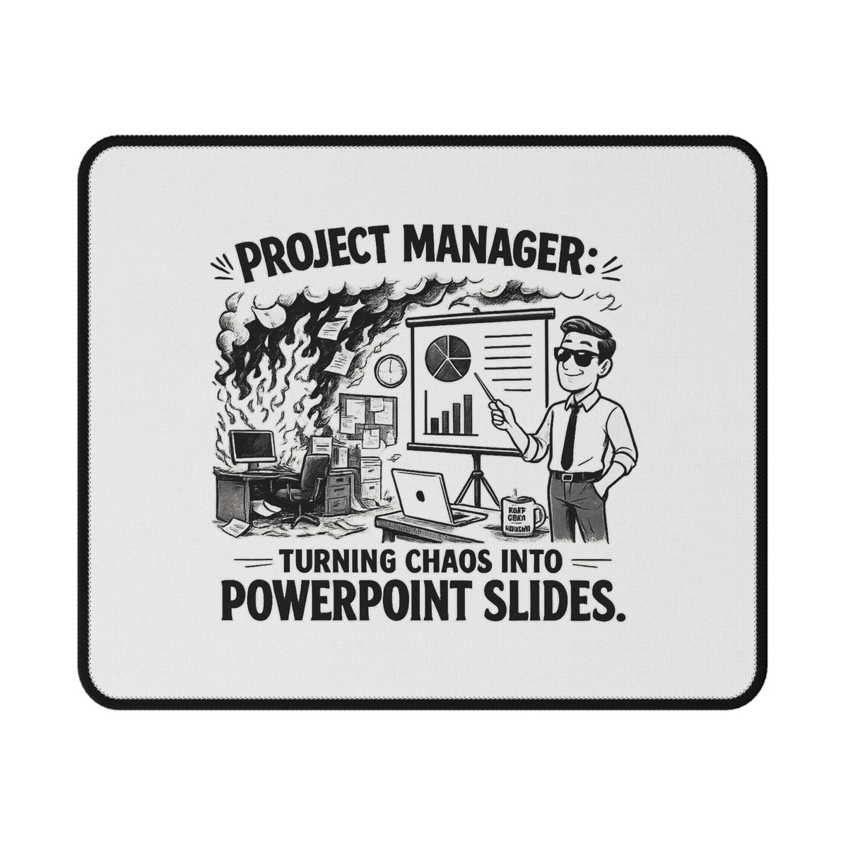"Turning Chaos Into PowerPoint Slides" Mouse Pad — 9.5" × 8" | The ClawMark Store