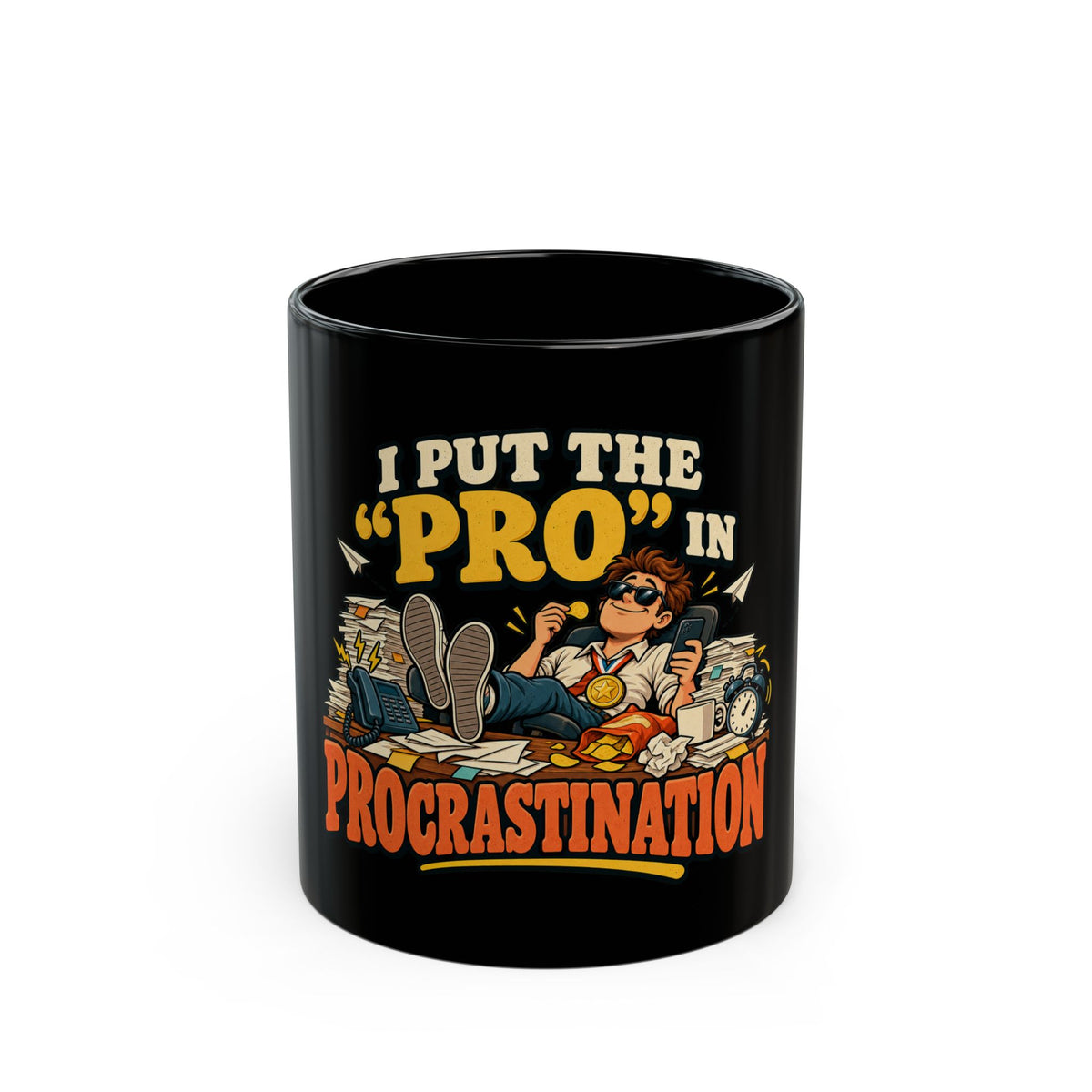 Black Mug – “I Put the Pro in Procrastination” Funny Office Gift