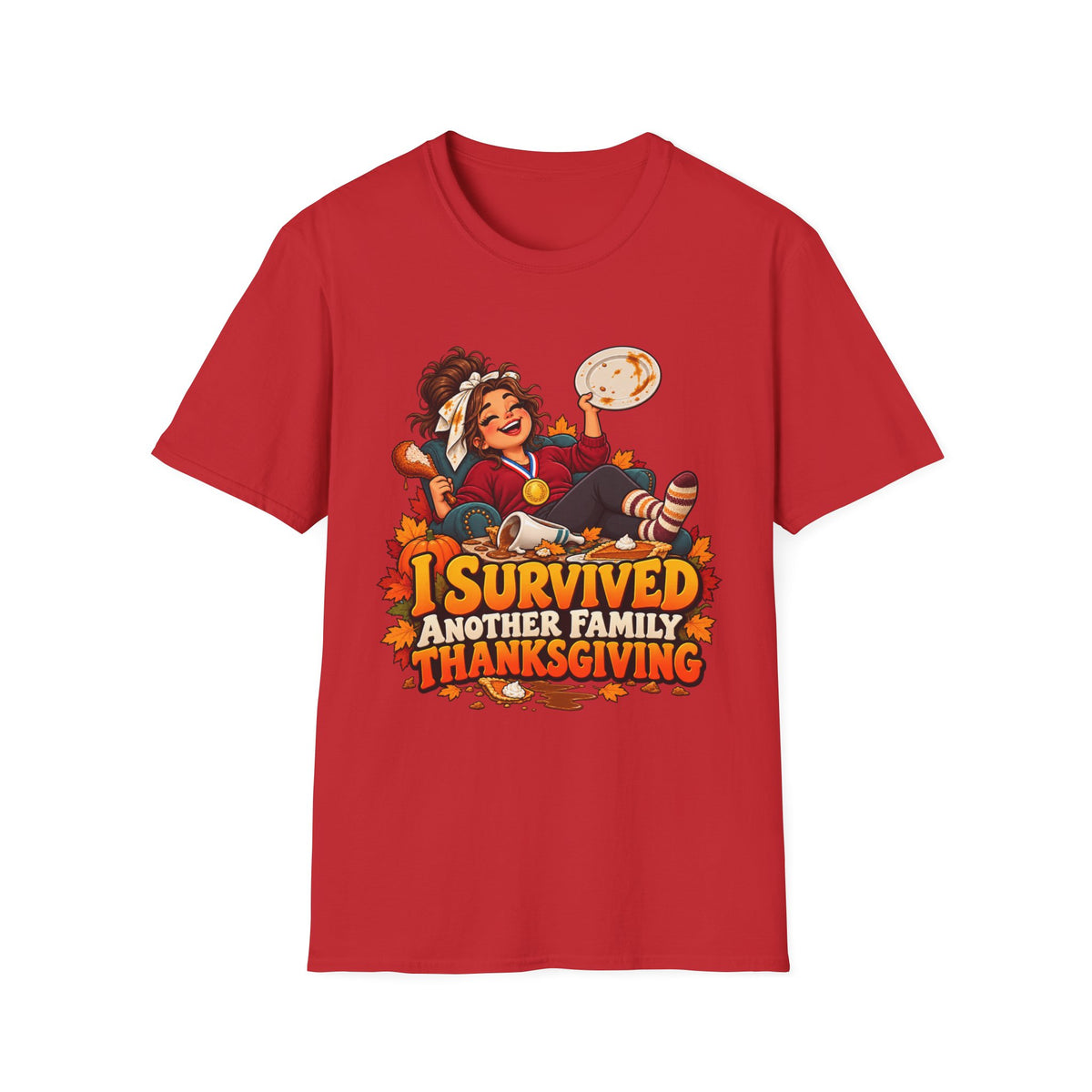 Thanksgiving T-Shirt — “I Survived Another Family Thanksgiving” Funny Holiday Tee