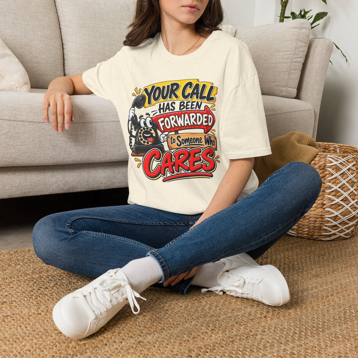"Your Call Has Been Forwarded to Someone Who Cares" T-Shirt — product photo 3 | The ClawMark Store