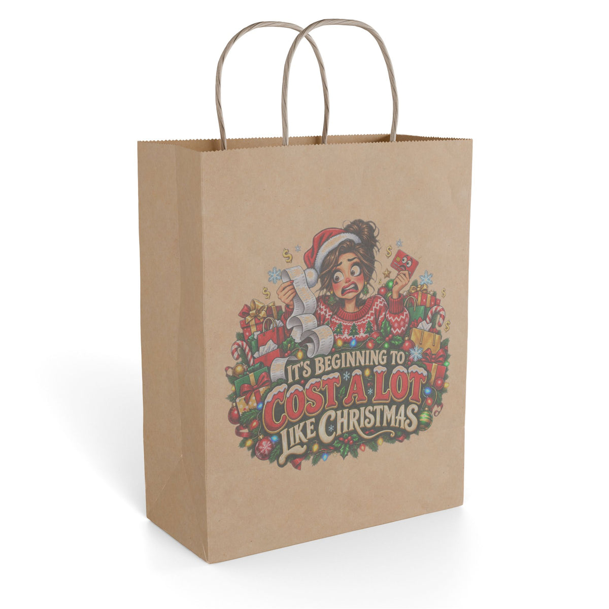 Christmas Gift Bag — "It's Beginning to Cost a Lot Like Christmas" Holiday Shopping Bag
